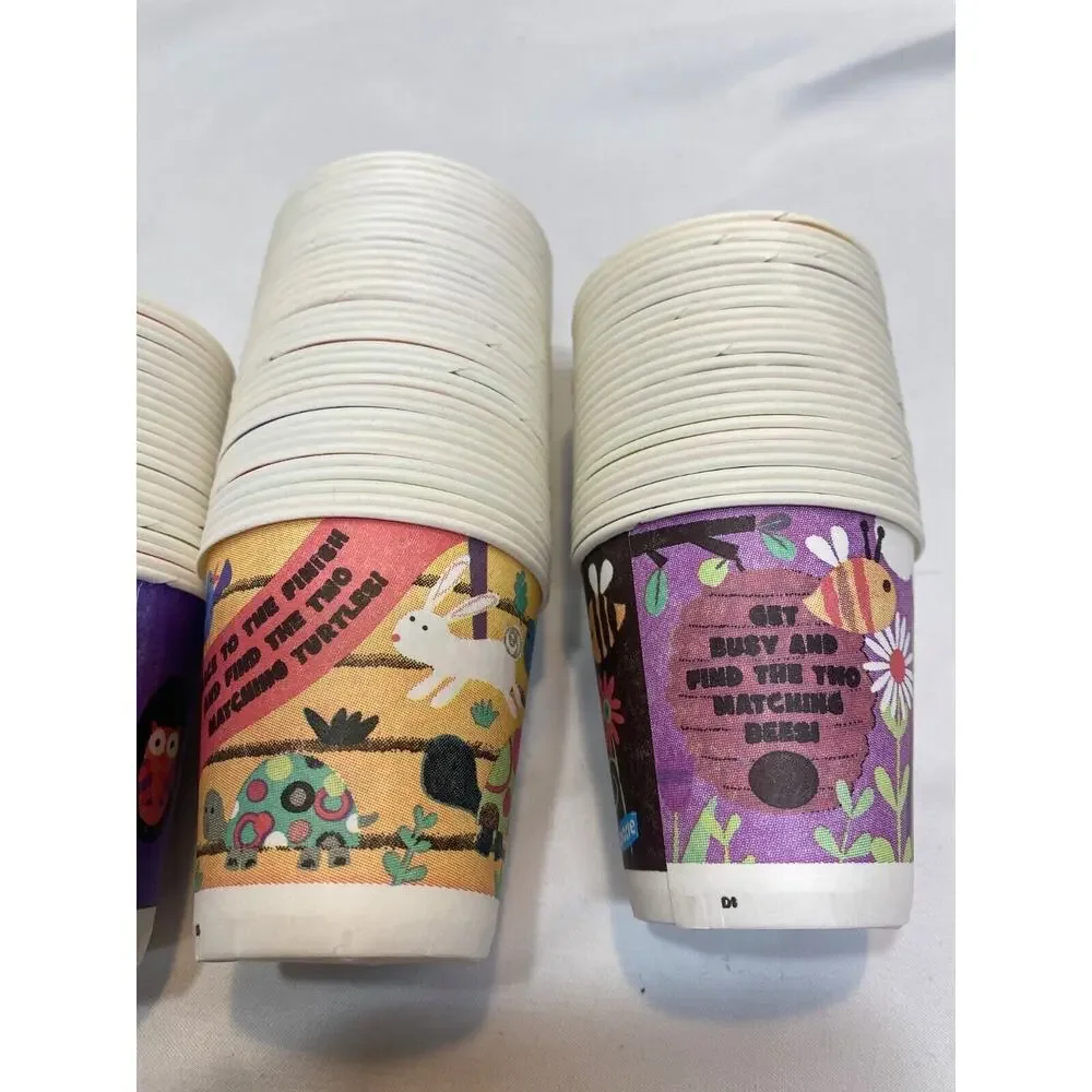 Vintage Dixie 3 Oz Paper Bath Cups Animal Puzzles on Every Cup Open 143 cups
